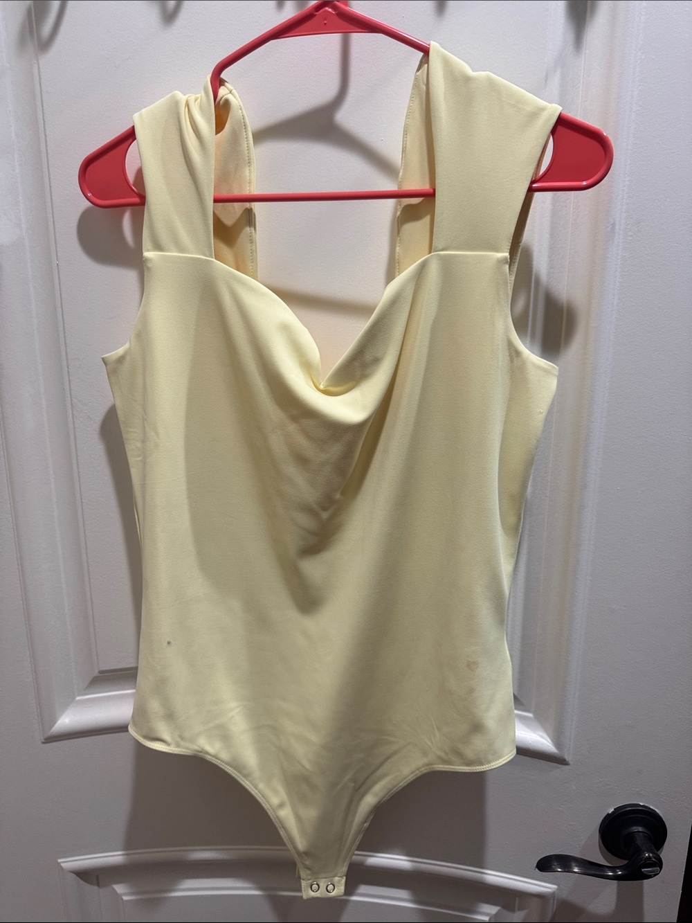 Express Pale Yellow Cowl Neck Bodysuit